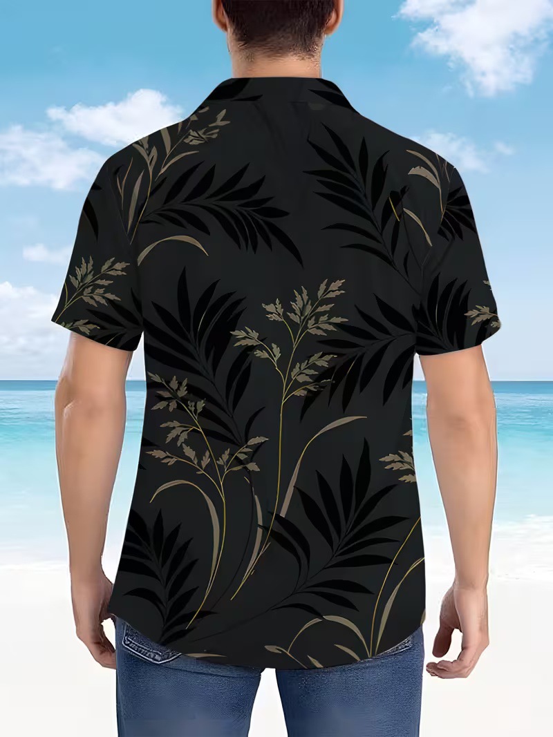 Fuente de fábrica para diseñar camisa hawaiana de hombre impresión de manga corta vacaciones casuales transfronterizas estilo cubano cuello TK