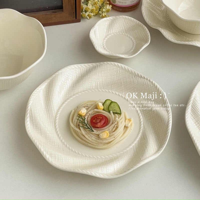 Household Ceramic Plates, Particularly Beautiful High-End Dinner Plates, Exquisite Afternoon Tea Snack Plates, Western Pasta Plates