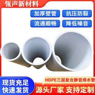 Three-Layer Hdpe Silent Drainage Pipe Manufacturer High-Density Polyethylene Sewer Pipe Hot-Melt Socket Screw Cap