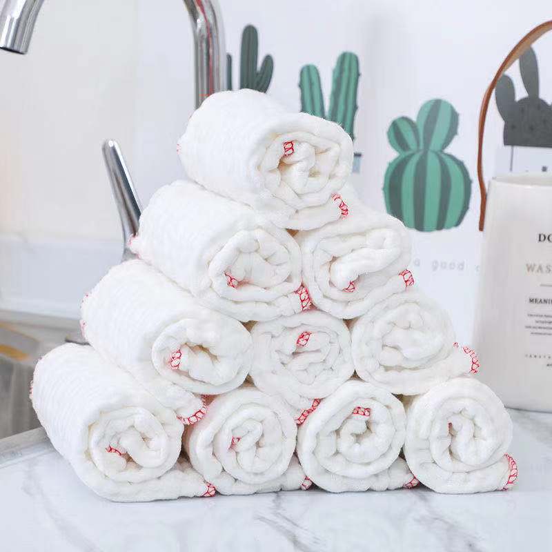 All cotton dishwashing cloth is not easy to lose hair and get oil. It absorbs water and is easy to clean. Wipe table pure cotton kitchen thickened scouring pad