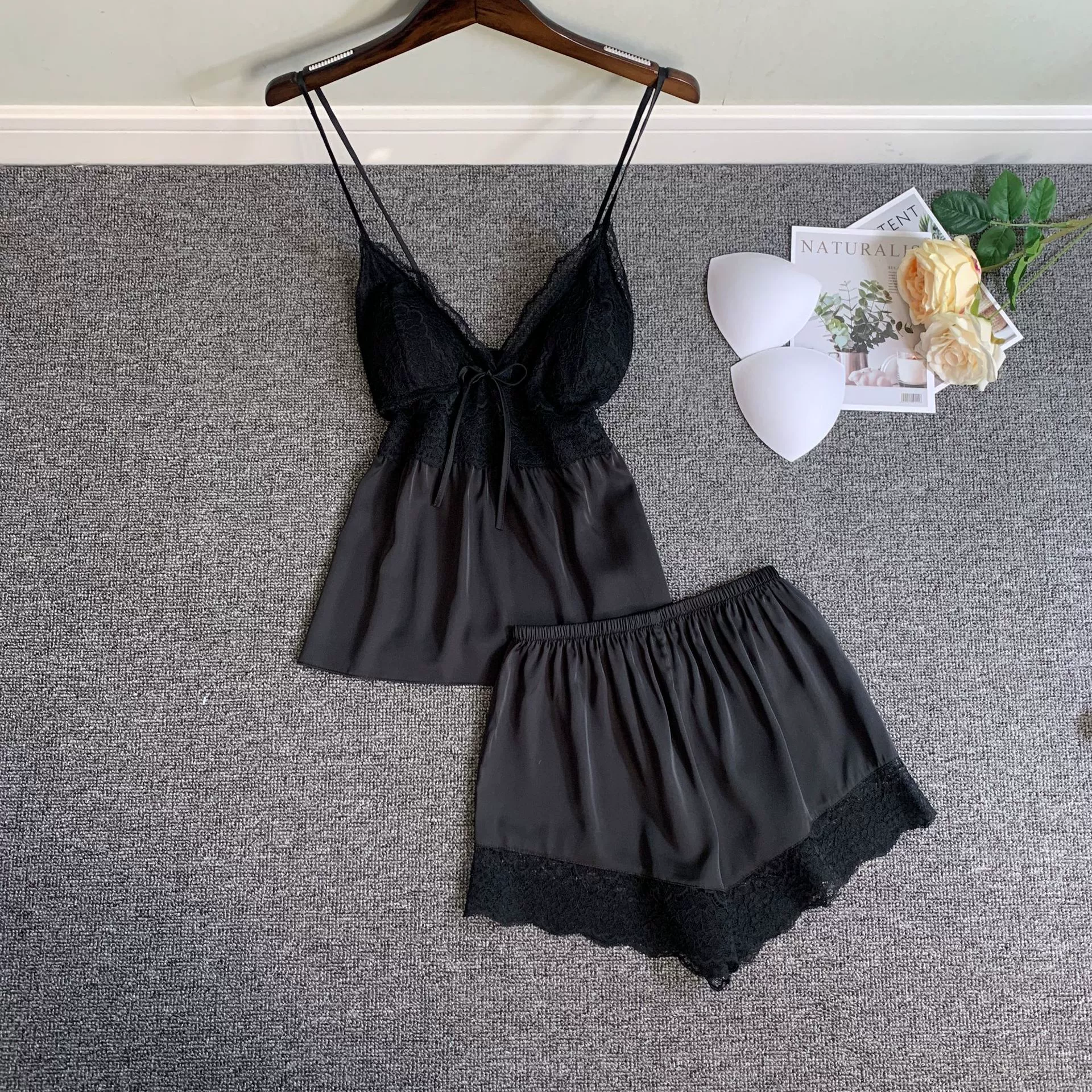 Spring summer pijama, sexy silk set, lifting effect