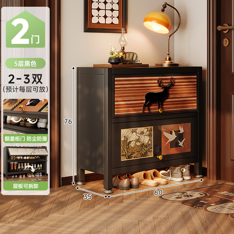 Gabinete de zapatos de acero puerta doméstica estilo antiguo de gran capacidad puerta de entrada de almacenamiento integral contra la pared 2025 nuevo rack de zapatos