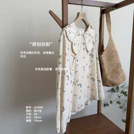 小文姐 -W2490蕾丝拼接文艺百搭手工盘扣设计感轻薄衬衫上衣女