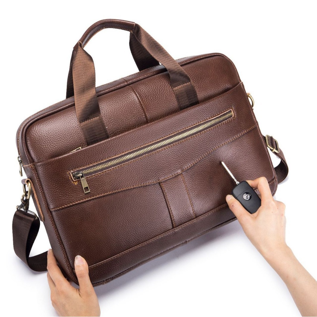 新款男包真皮男士手提包牛皮電腦包14寸商務大容量公文包一件代發