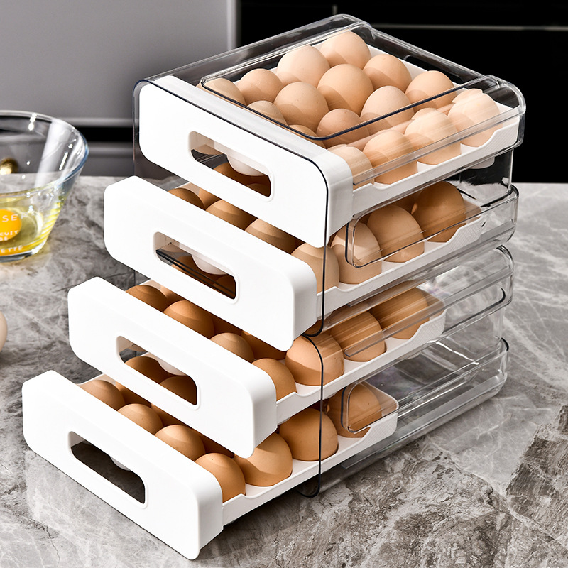 Caja de almacenamiento de huevos especial para refrigerador tipo cajón para huevos caseros, caja de almacenamiento de huevos para alimentos, caja de preservación de PET