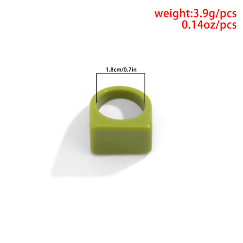 European and American cross-border trendy colorful acrylic ring, fashionable and simple geometric square wide-brimmed resin ring