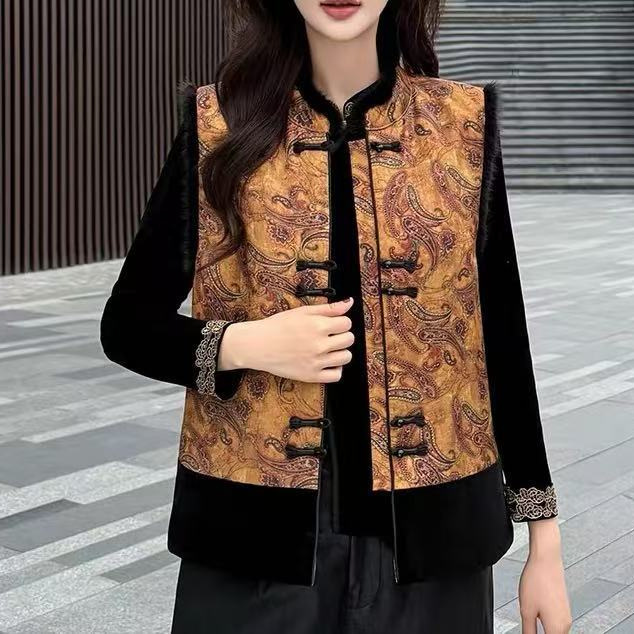 2026冬季新款气质优雅新中式国风毛毛盘扣国风马甲916