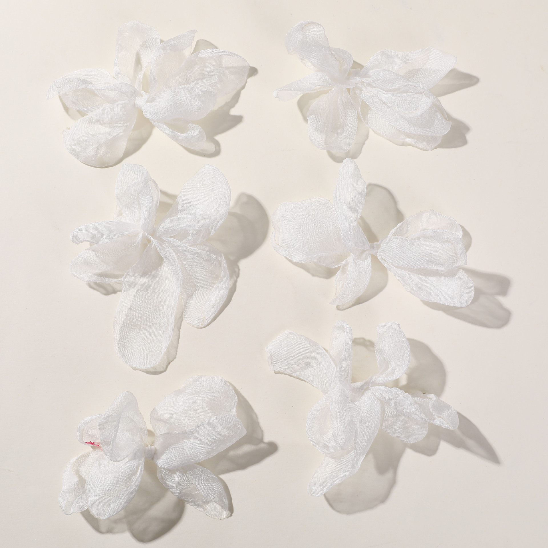 仙里仙氣~氣質雪紡花白色網紗蝴蝶結配飾diy頭飾髮飾邊夾材料批發