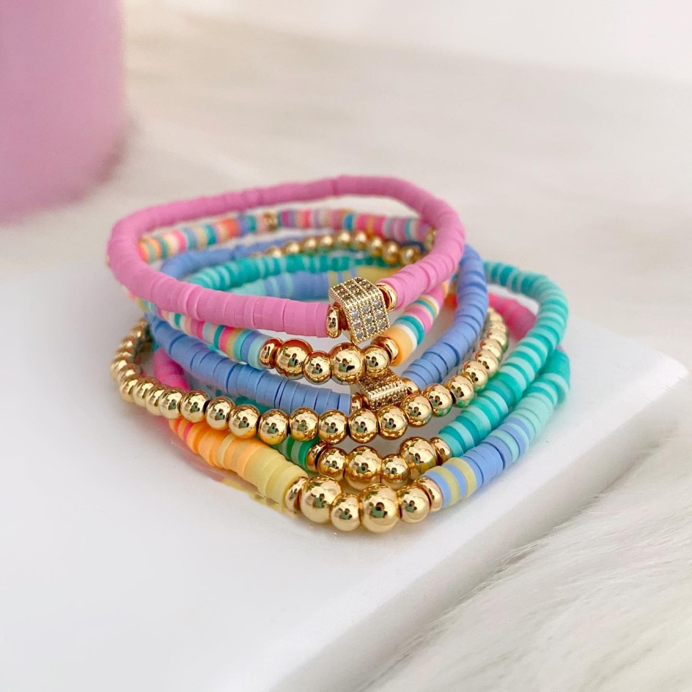 1 Piece Fashion Round Soft Clay Copper Beaded Women's Bracelets display picture 1