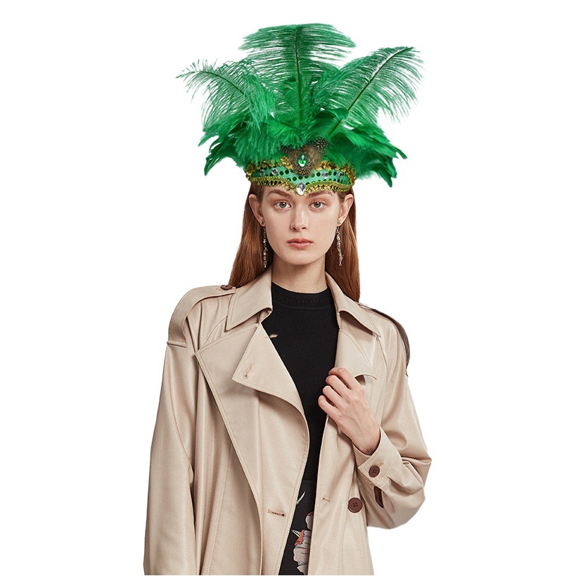 Comercio exterior tocado de la danza del vientre de Halloween suministros Carnaval danza rendimiento diadema hombres y mujeres pluma diadema Amazon