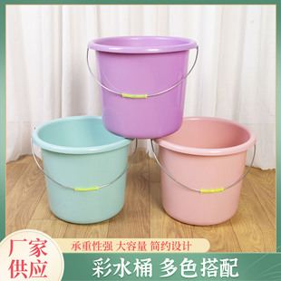 Factory Direct batch in stock portable thickened multi-color bucket printable LOGO fixed color Market supermarket gift plastic bucket