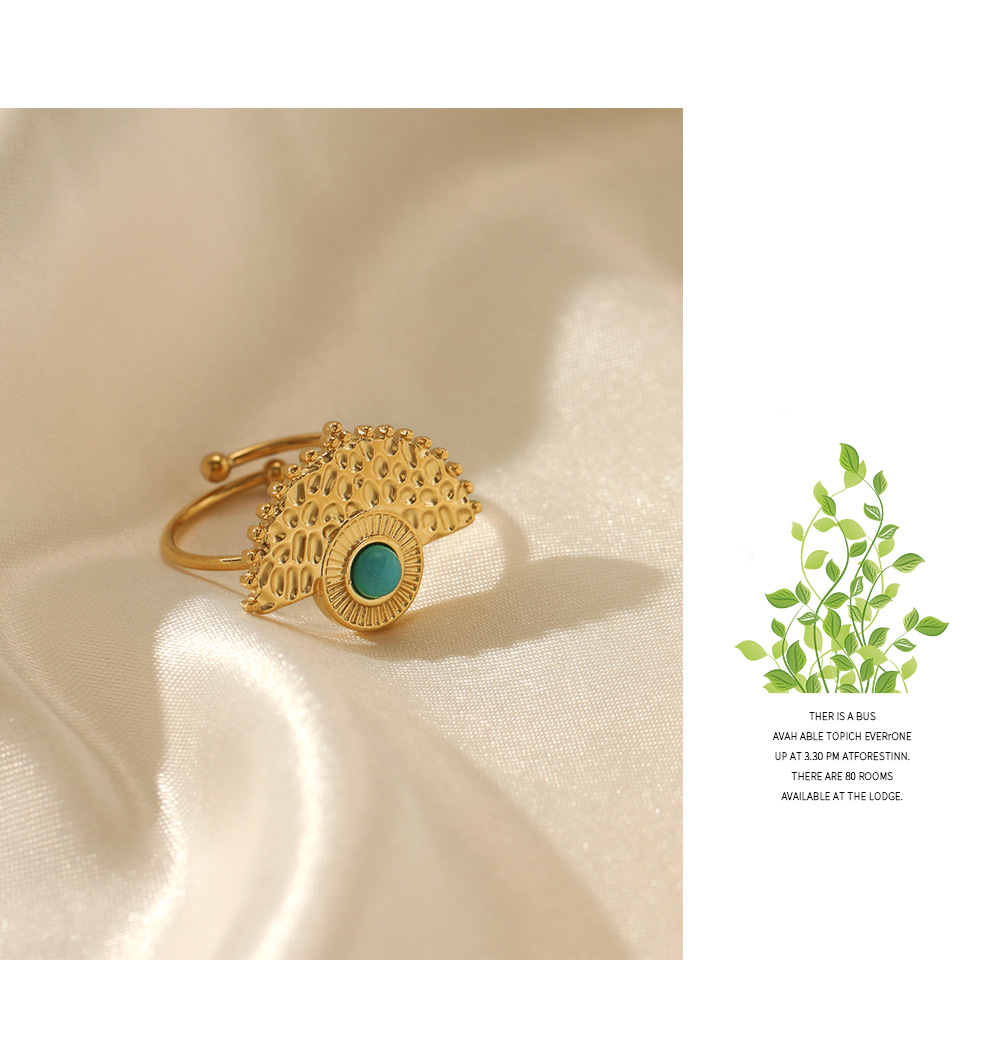 Fashion Geometric Stainless Steel Plating Natural Stone Open Ring 1 Piece