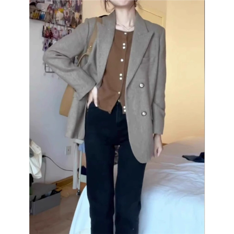 2777 Серый маленький ароматный пиджак женский осенний новый премиум-стиль уникальный супер красивый темперамент