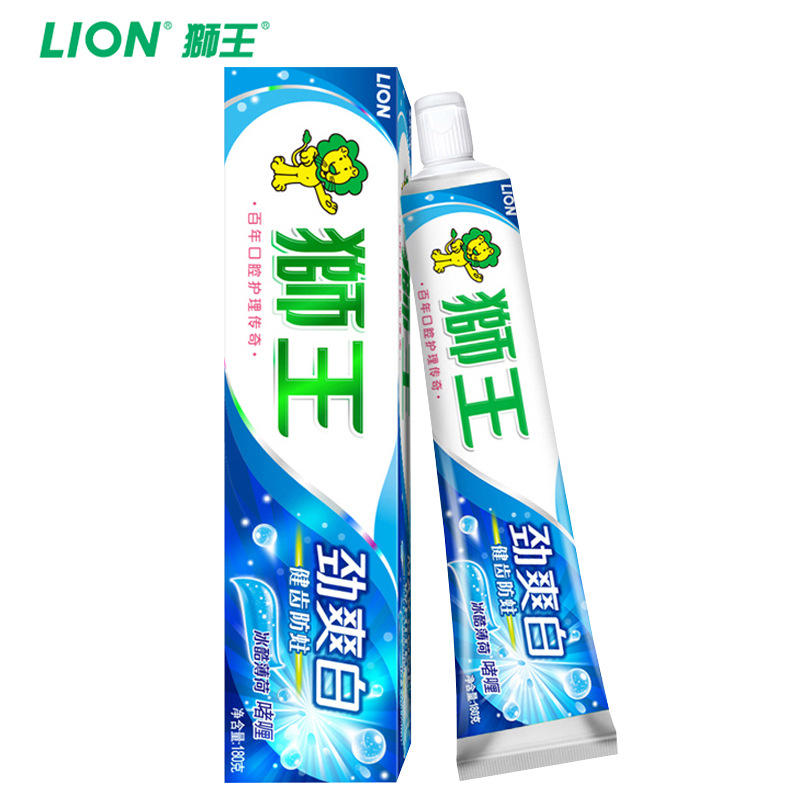 獅王勁爽白牙膏冰酷薄荷/珍萃薄荷/香萃蘋果三種香型180g系列