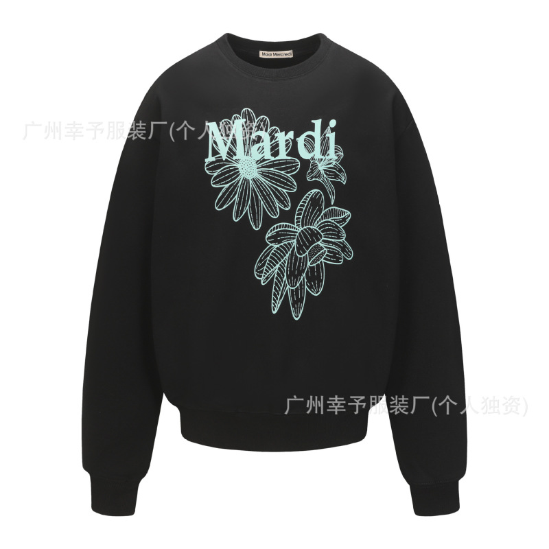 韩国Mardi卫衣赵露思同款小雏菊腊肠狗女秋冬刺绣印花套头圆领外|undefined