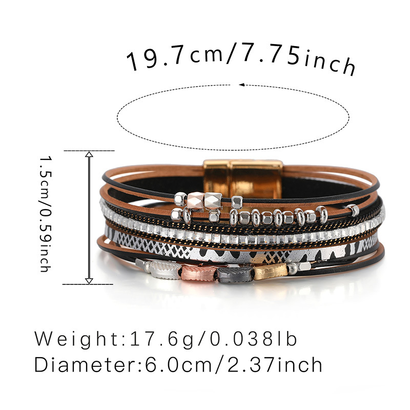 Bohemian Leaf Pu Leather Beaded Womenu0027S Bangle 1 Piece