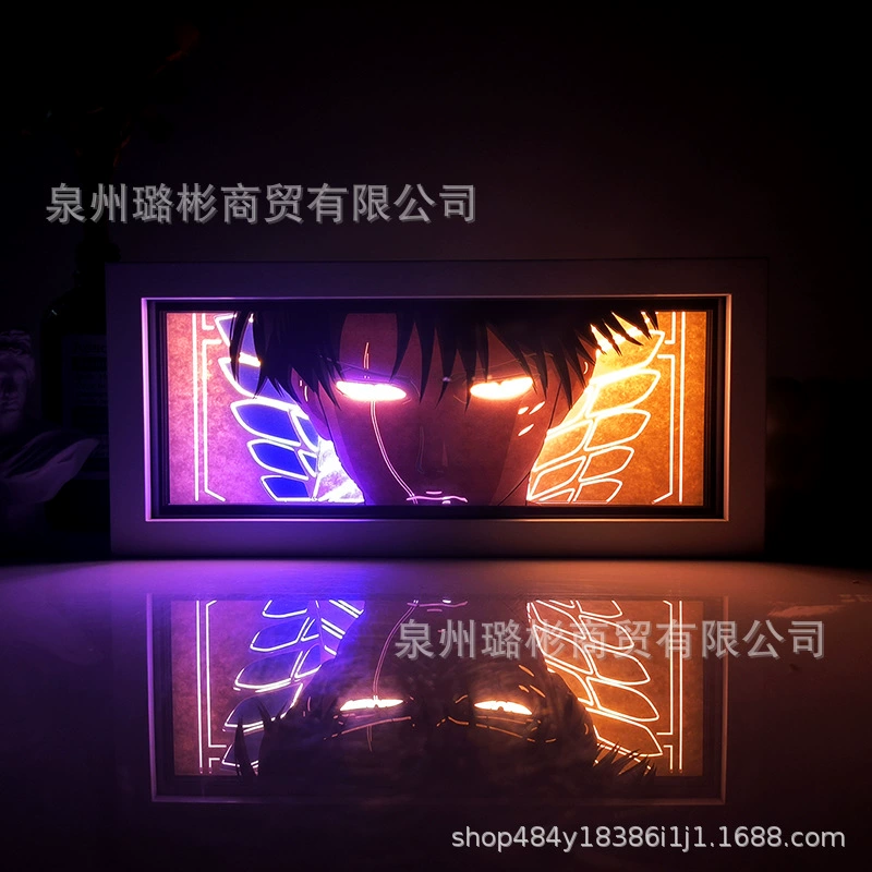 Бумажный резной светильник One Piece Luffy, деревянная рамка, настольный ночник, монохром/ RGB