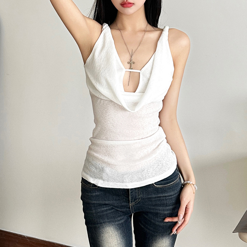 spring solid color fashionable T-shirt sleevless