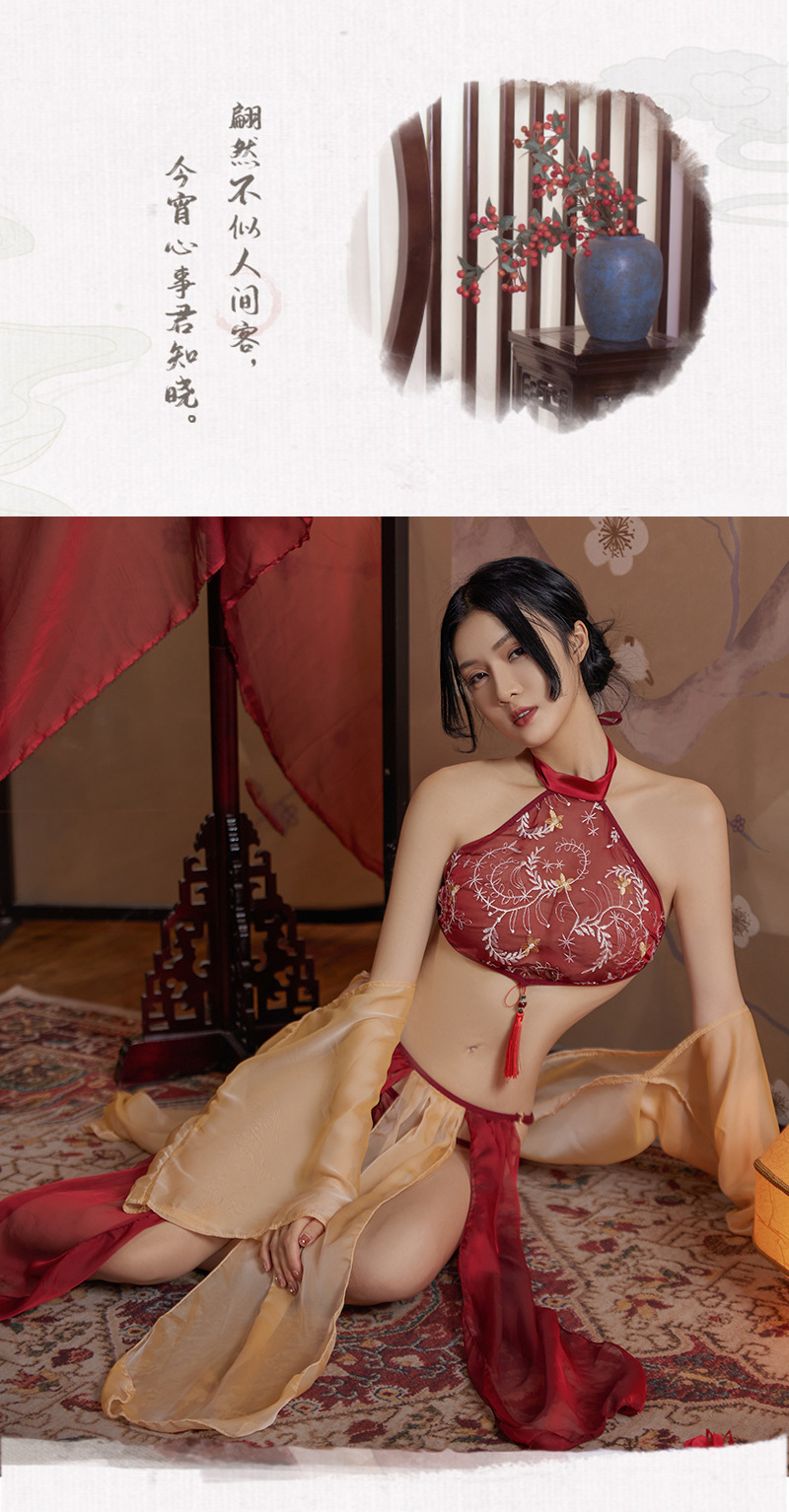 Hanfu-Inspired Palace Costume Set with Bellyband, Shawl, Gauze Skirt and Thong, Plus Size — detail image 11