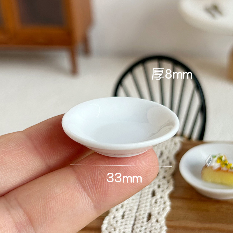 52 DOLLHOUSEMiniature Food Play Scene Model Doll House Accessories Mini30mm Ceramic Dish Plate White C3034