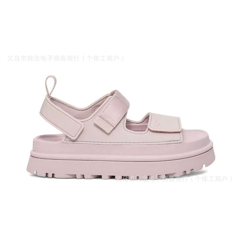 2025 新しい夏スタイルの厚底ゴールドサンダル、ベルクロストラップ付き、女性用のファッショナブルな高さを高めるビーチサンダル|undefined