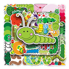 50 pieces of Caterpillar Doodle Personality Cross-border Cartoon Children's Gooey Cards Handmade Diary Phone Luggage Sticker Waterproof