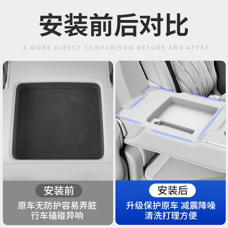 Suitable for Zeekr 8X Rear Armrest Storage Box Silicone Mat Anti-Slip Mat Dustproof Modification Accessories Complete Set