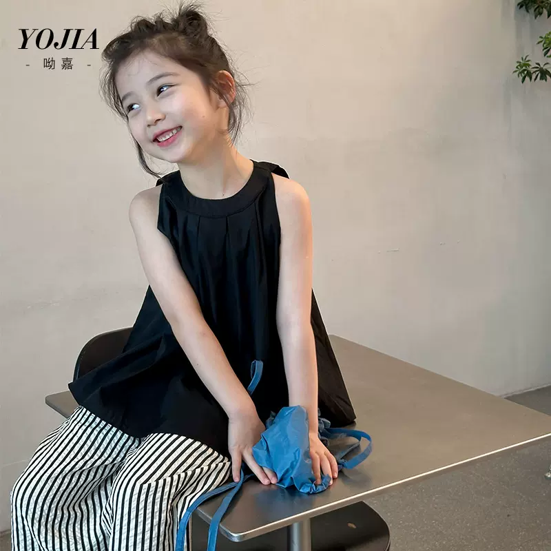 YOJIA女童套装夏季2024新款洋气中大童娃娃衫薄款儿童两件套夏装