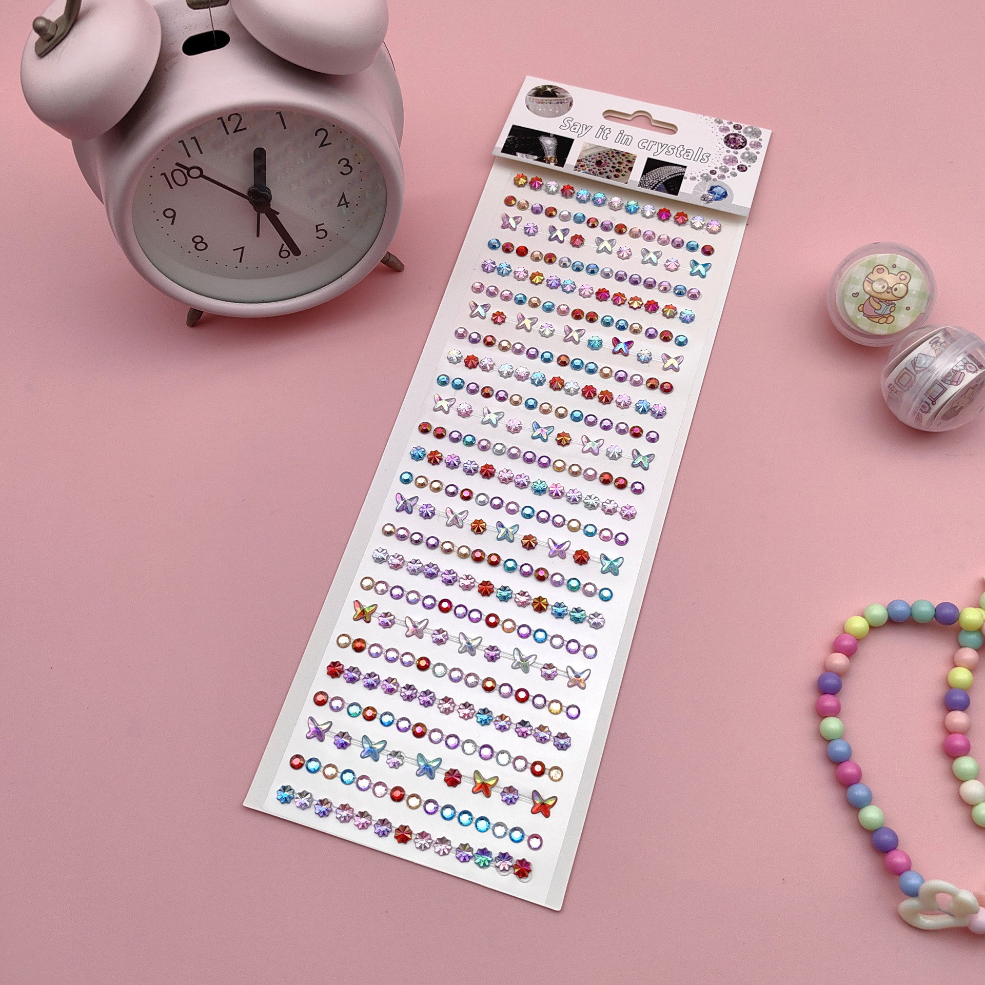 Coloridas pegatinas de flores de hielo para niños gema de diamantes de color AB pegatinas de cristal acrílico de juguete princesa pequeñas pegatinas al por mayor