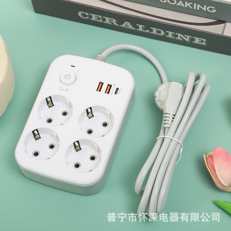 Enchufe multifuncional de estilo europeo, caja de color neutro blanco y negro, enchufe de comercio exterior ruso