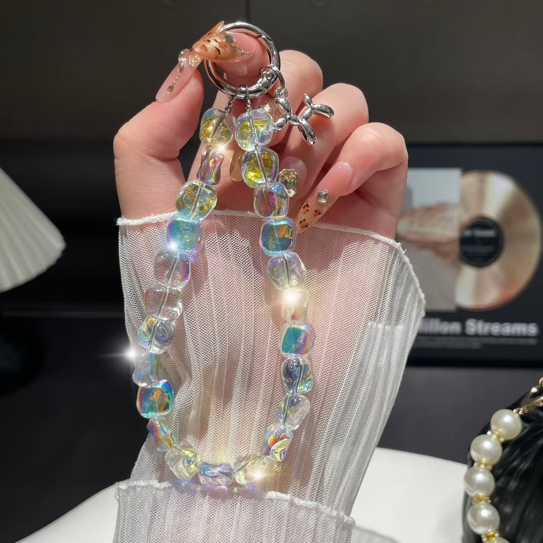 Nuevo estilo ins viento de lujo ligero checo cristal piedra teléfono móvil colgante cadena colgante todo fósforo nicho especial pulsera con cuentas cordón