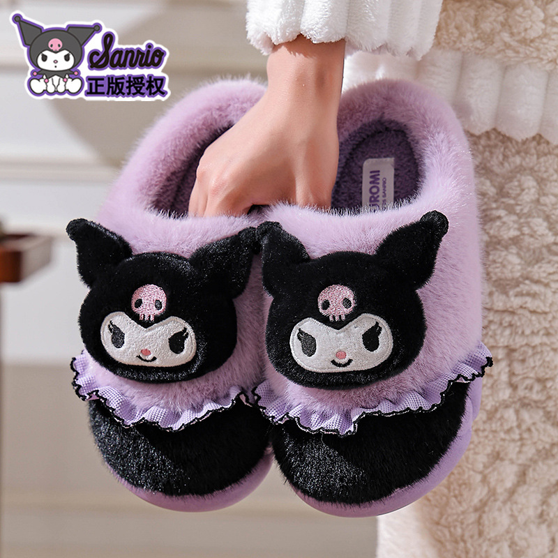 Sanliogou zapatillas de algodón para mujeres de otoño y invierno caliente y terciopelo sensación de mierda 2025 nuevo bolso de Kulomi zapatos de algodón de tacón de luna