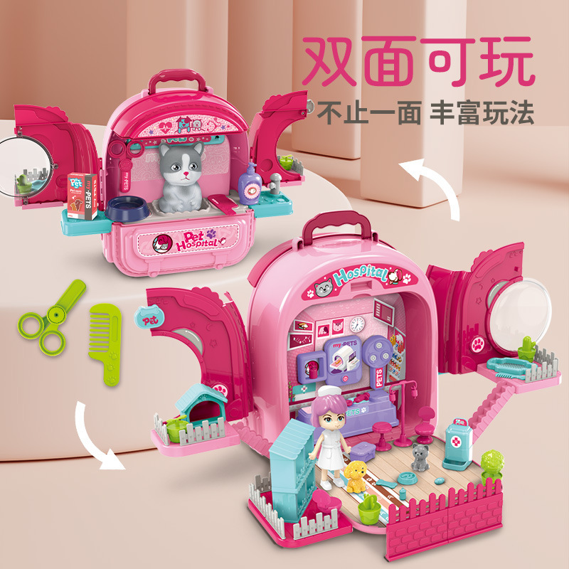 Los niños juegan a las casitas multifuncional tocador accesorios para mascotas gato cachorro mochila de doble cara bolsa espacial Chica Juguete