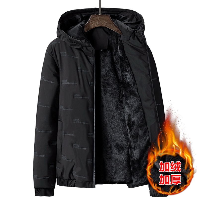 跨境冬季休闲男士棉服纯色连帽外套男装加绒加厚棉衣潮 厂家直销