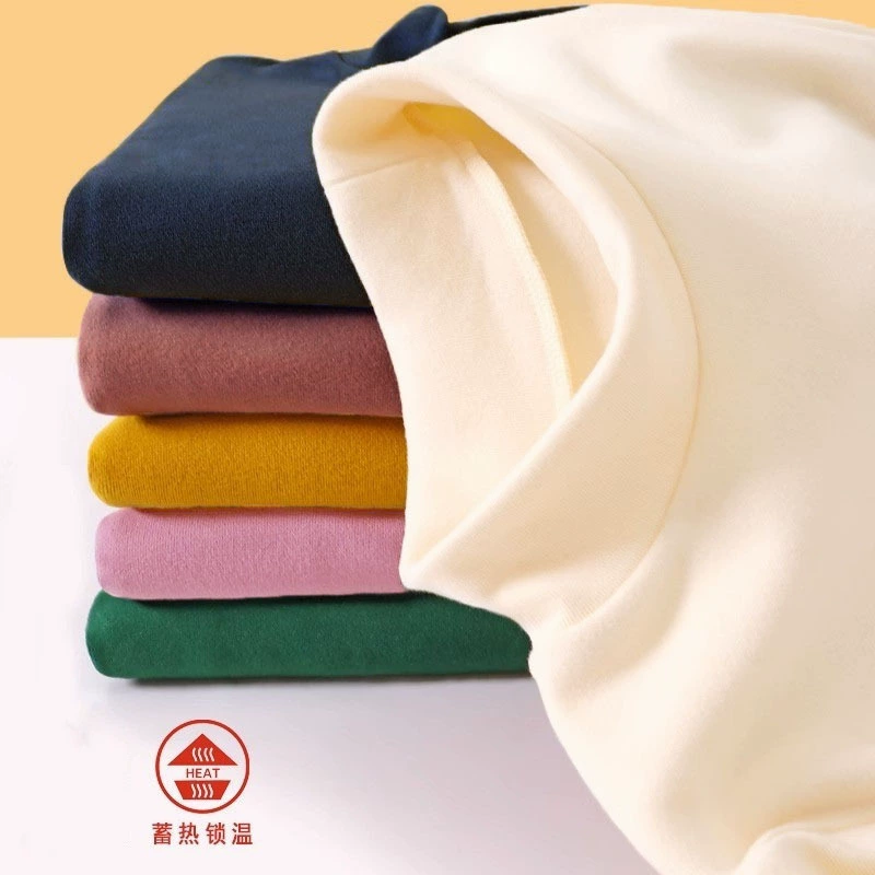 Детская бархатная Базовая рубашка, топ с высоким воротником, внутренняя теплая весенне-осенняя одежда для мальчиков и девочек, нижнее белье для детей среднего и большого размера, зима