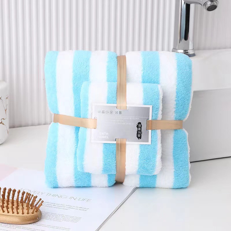 Toallas de baño toallas de dos piezas conjuntos de toallas de coral de color amplio paquete de toallas de absorción de agua caja de regalo para engrosar