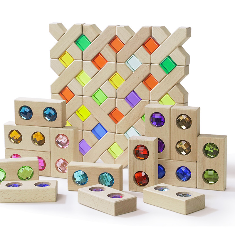 Bloques de construcción de GEMA de cristal acrílico bloque de arco iris Cubo de alta transmisión de Luz Juguetes Educativos sensoriales de jardín de infantes para niños