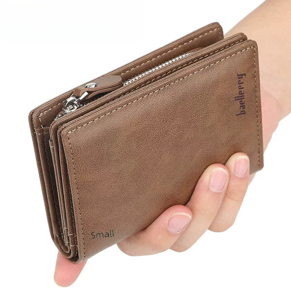 New wallet men's short baellerry European and American retro multi-card buckle wallet zipper ticket holder wholesale