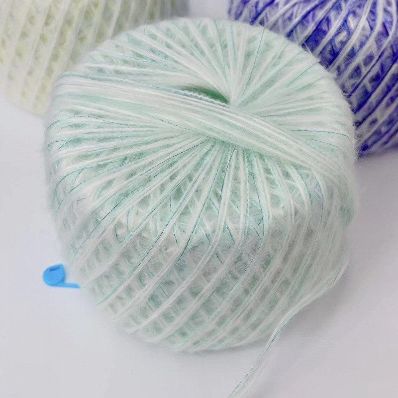 모헤어 녹색 흰색 파란색 은색 실