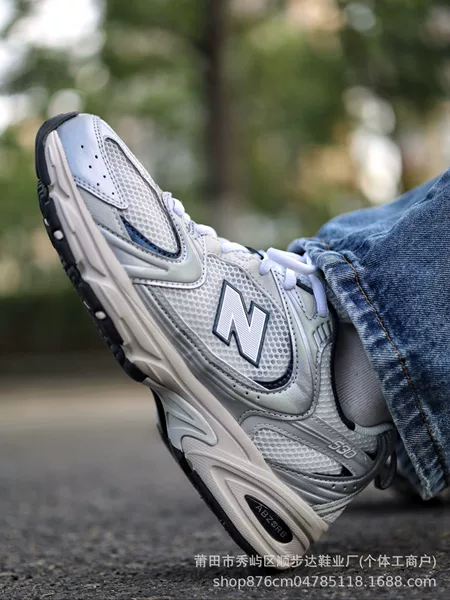 Cross-border Putian NB530 series gray-silver-white unisex couple's mesh versatile casual sports running dad shoes