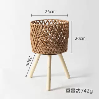 Cesta de Flores Decorativa Tejida a Mano de Cuerda de Papel para Sala de Estar y Oficina image 32