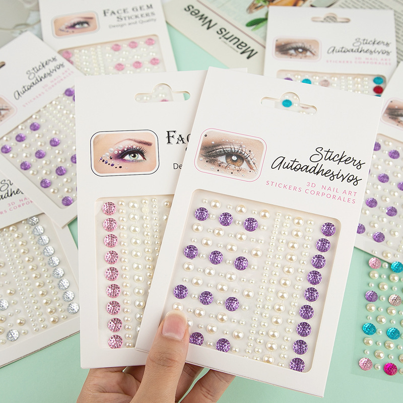 08-8 Sunflower Pearl Rhinestone Eye Makeup Stickers Diamond Face Stickers Makeup Stickers Children's Stage Decoration Stickers Nail Art Iridescent Stickers