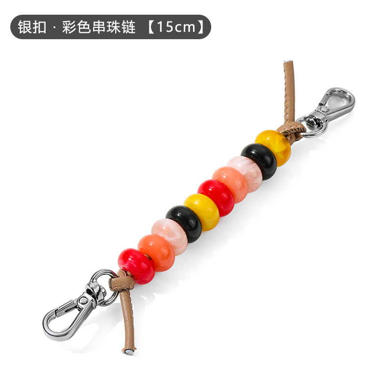 비즈 장식 체인 실버 버클 15CM