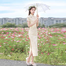 旗袍2022年新款夏高端气质年轻款少女复古民国风改良蚀骨长款春季