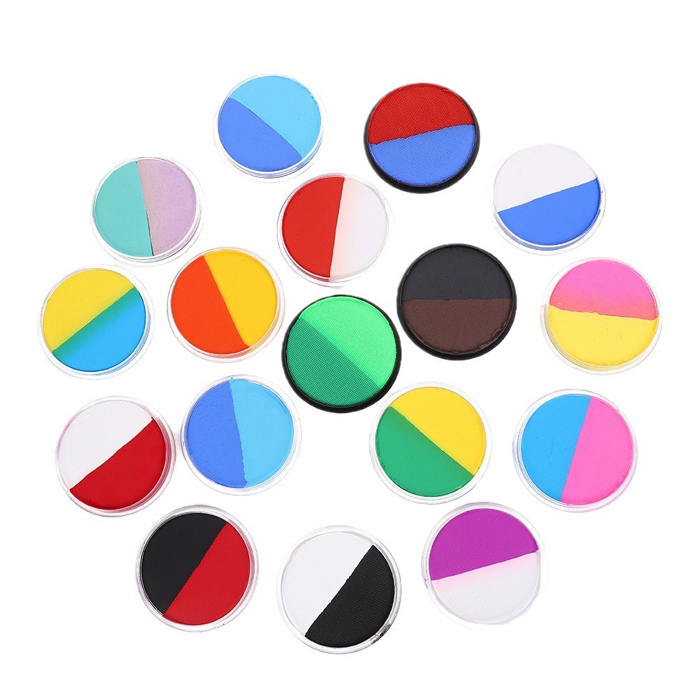 30g de gran capacidad doble color pigmento de pintura corporal soluble en agua para niños pintura facial maquillaje festivo