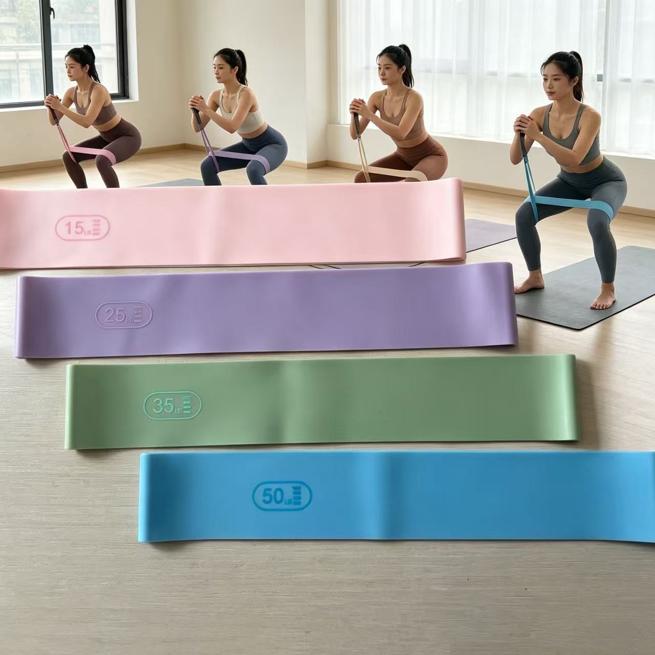 Macaron-Colored Yoga Resistance Band, Fitness Elastic Band, Silicone Resistance Training Pilates-Specific Resistance Loop
