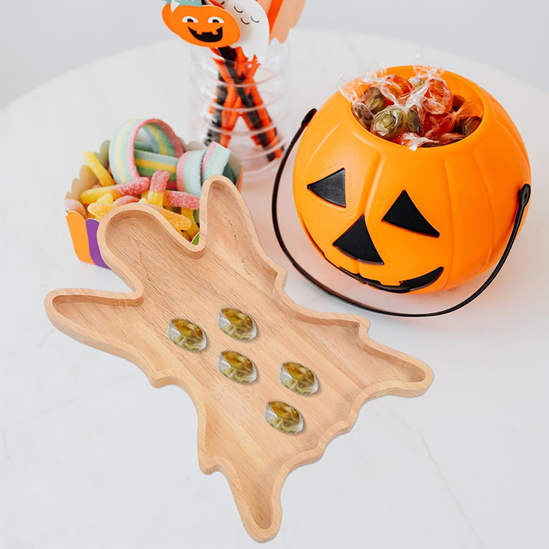 bandeja de dulces de madera creativa bandeja de madera de forma especial bandeja de dibujos animados de Halloween casera hecha a mano bandeja de postres DIY