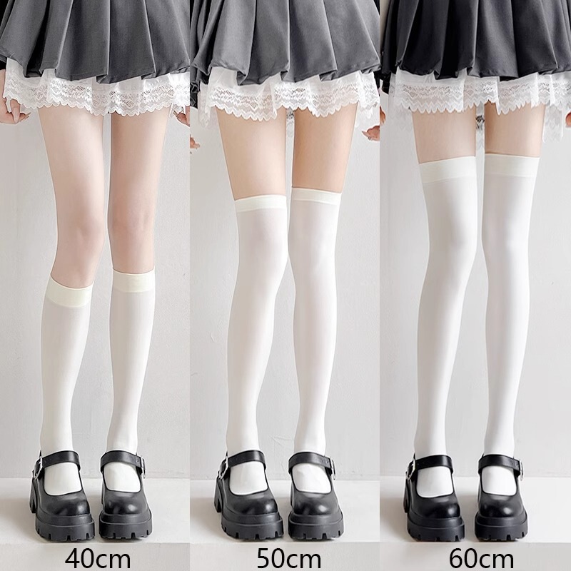 Extended Long Tube Non-Slip Over-The-Knee Socks for Women, Summer Thin Slimming Velvet Jk Calf Socks, Mid-High Tube Thigh Black Stockings