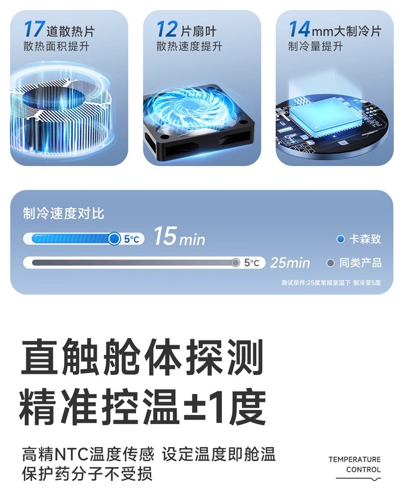 Carson Insulin Refrigeration Box Portable Mini Fridge Rechargeable Insulated Cup for Medicines Dormitory Bag Growth Hormone