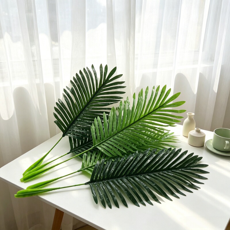 Simulation Plant Green Plant Sunflower Leaf Dark Light Color Tropical Plant Coconut Leaf Feather Sunflower Leaf Decorative Wall Design Style